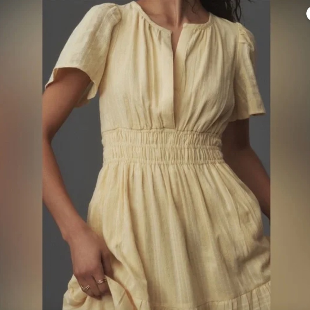 Anthropologie Somerset Butter Yellow Cotton Maxi Dress Size L - Picture 3 of 9
